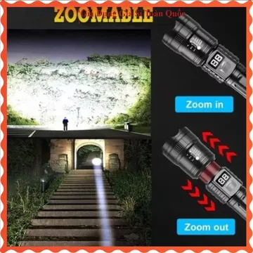 ĐÈN PIN CẦM TAY SIÊU SÁNG, Đèn Pin LED Sạc USB, Đèn Pin Zoom Phóng To Thu Nhỏ, Đèn Pin Chiếu Xa, Đèn Pin Dã Ngoại,