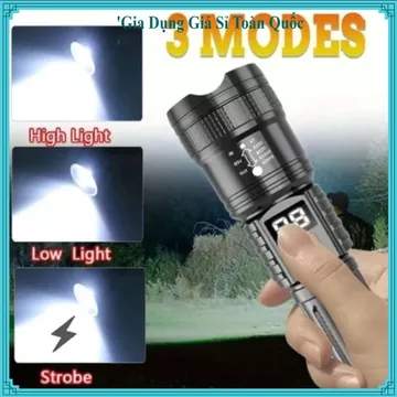 ĐÈN PIN LED SIÊU SÁNG SẠC USB, Đèn Pin Cầm Tay, Đèn Pin Phóng To Thu Nhỏ, Đèn Pin Cắm Trại, Đèn Pin Chiếu Xa,