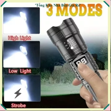 ĐÈN PIN CẦM TAY SIÊU SÁNG, Đèn Pin LED Sạc USB, Đèn Pin Zoom Phóng To Thu Nhỏ, Đèn Pin Chiếu Xa, Đèn Pin Dã Ngoại,