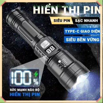 ĐÈN PIN SẠC USB ĐA NĂNG, Đèn Pin LED Siêu Sáng, Đèn Pin Cầm Tay, Đèn Pin Zoom, Đèn Pin Dùng Ngoài Trời, Đèn Pin Tiện Lợi