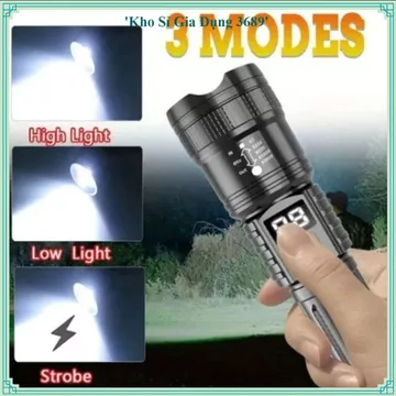 ĐÈN PIN SẠC USB ĐA NĂNG, Đèn Pin LED Siêu Sáng, Đèn Pin Cầm Tay, Đèn Pin Zoom, Đèn Pin Dùng Ngoài Trời, Đèn Pin Tiện Lợi