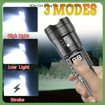 ĐÈN PIN CHIẾU XA SIÊU SÁNG, Đèn Pin LED Sạc USB, Đèn Pin Phóng To Thu Nhỏ, Đèn Pin Cắm Trại, Đèn Pin Du Lịch,