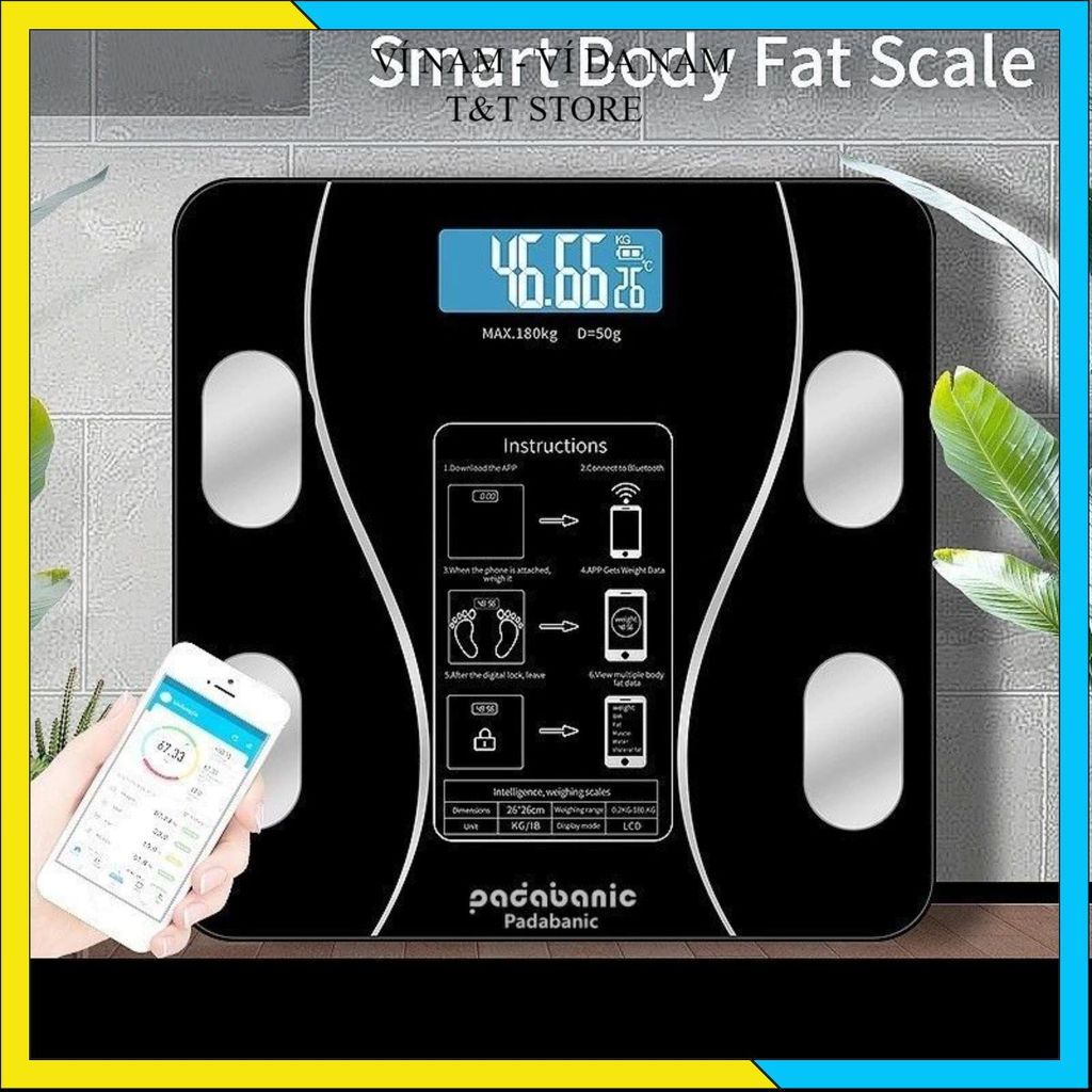 CÂN ĐIỆN TỬ BLUETOOTH THÔNG MINH ĐO CHỈ SỐ CƠ THỂ - Cân Đo Mỡ, Tính Chỉ Số BMI