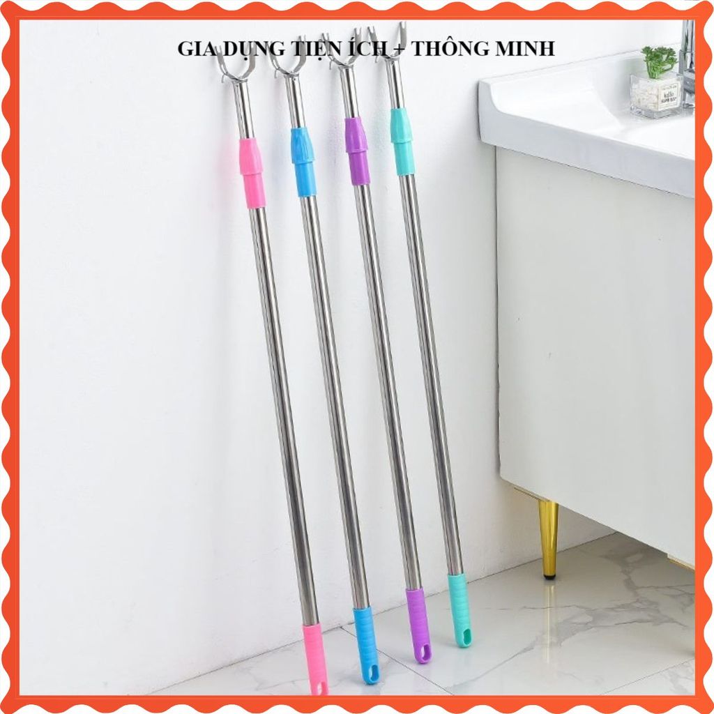 CÂY PHƠI QUẦN ÁO INOX CHỐNG GỈ KÉO DÀI 1.2M, GẬY MÓC QUẦN ÁO TRÊN CAO CẦM TAY TIỆN LỢI, Cây Gậy Lấy Đồ Xếp Gọn