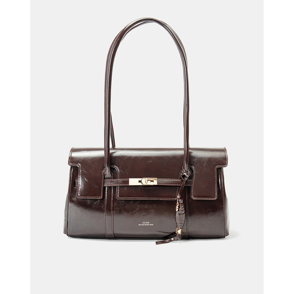 Túi Xách Nữ Thời Trang JUNO Cỡ Trung Croissant Satchel Bag With Belt Detail TXT332