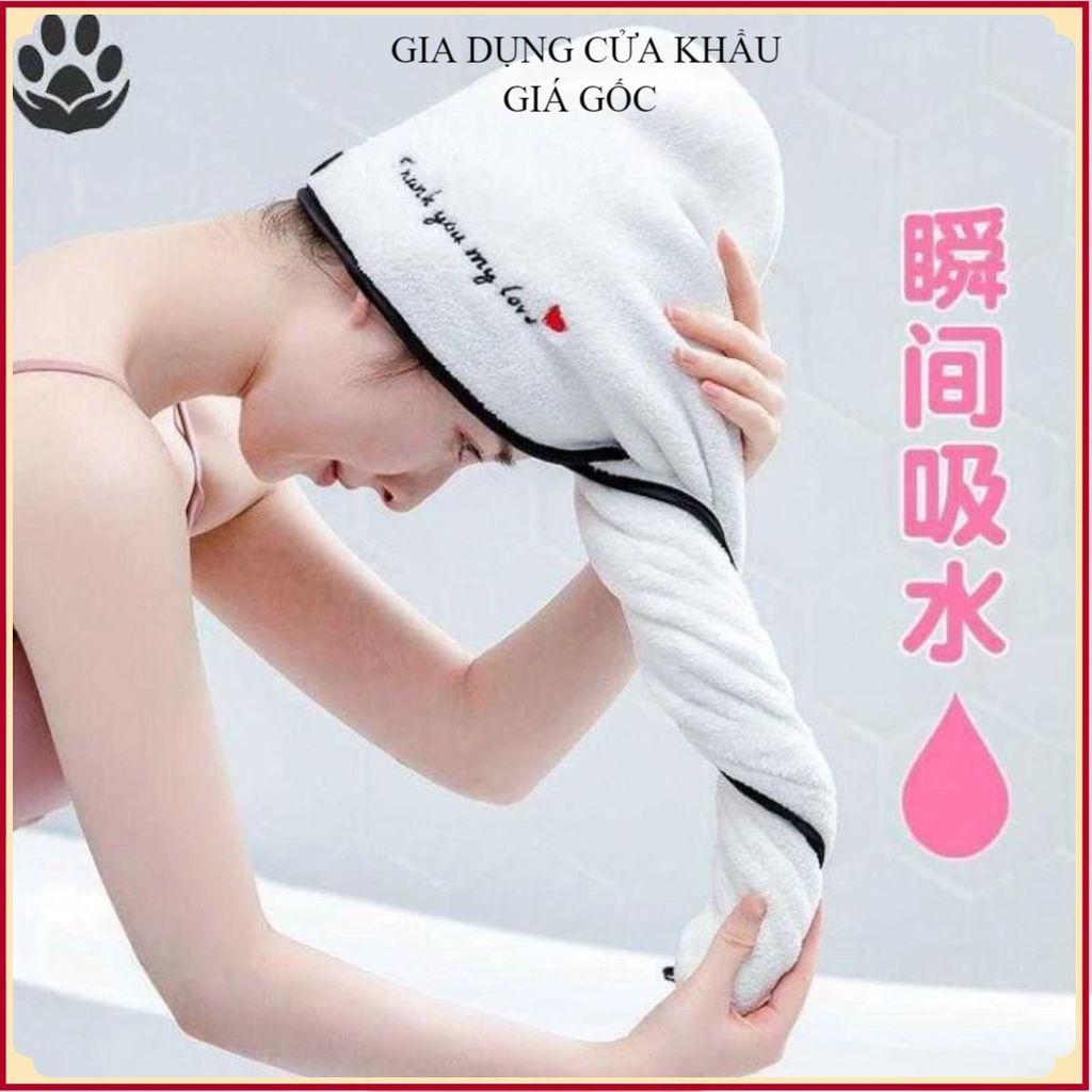 KHĂN QUẤN KHÔ TÓC SIÊU THẤM HÚT MỀM MẠI CAO CẤP - Mũ Ủ Tóc, Khăn Lau Tóc Nhanh Khô