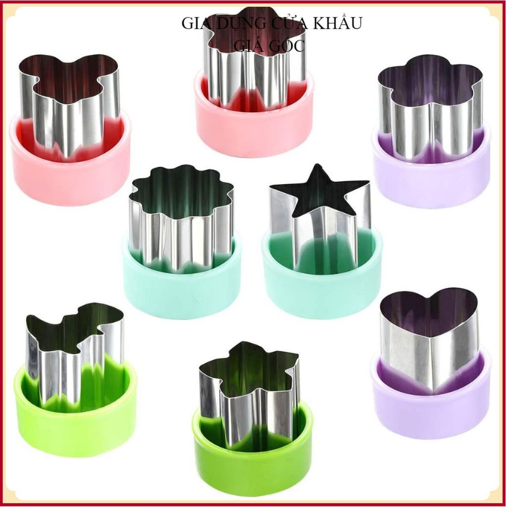 BỘ 6 KHUÔN INOX CẮT TỈA RAU CỦ QUẢ ĐA NĂNG - Khuôn Tạo Hình Bánh, Thạch Ăn Dặm