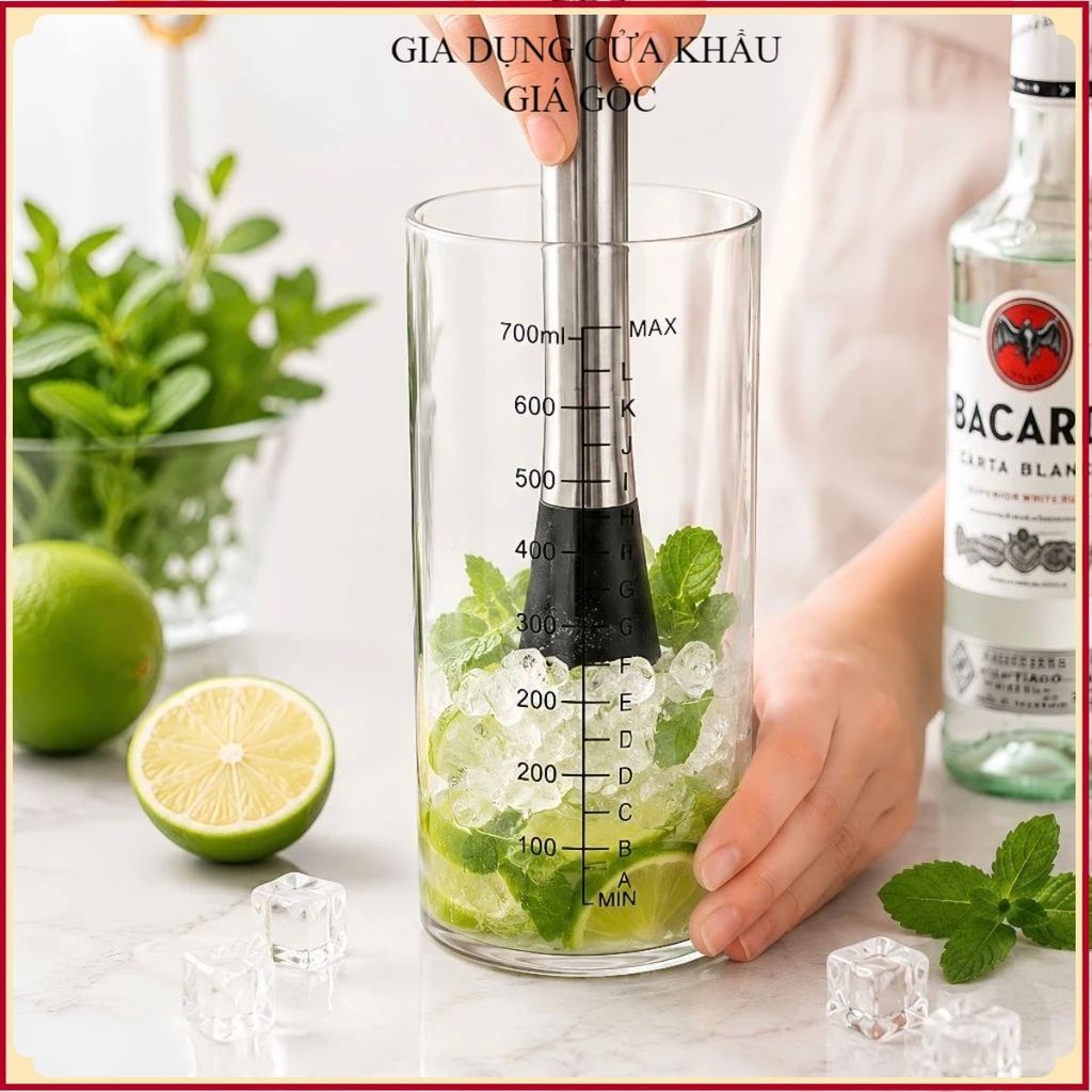 (COMBO 5) CHÀY DẦM PHA CHẾ INOX 25CM 30CM BỀN ĐẸP - Chày Bartender, Đầu Nhựa Chống Trầy