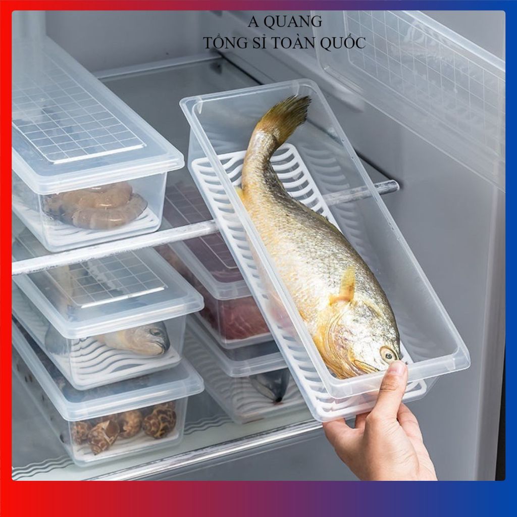 (COMBO 10) HỘP ĐỰNG THỰC PHẨM NHỰA VIỆT NHẬT DÀI - Khay Ráo Nước, Đựng Thịt Cá Tủ Lạnh