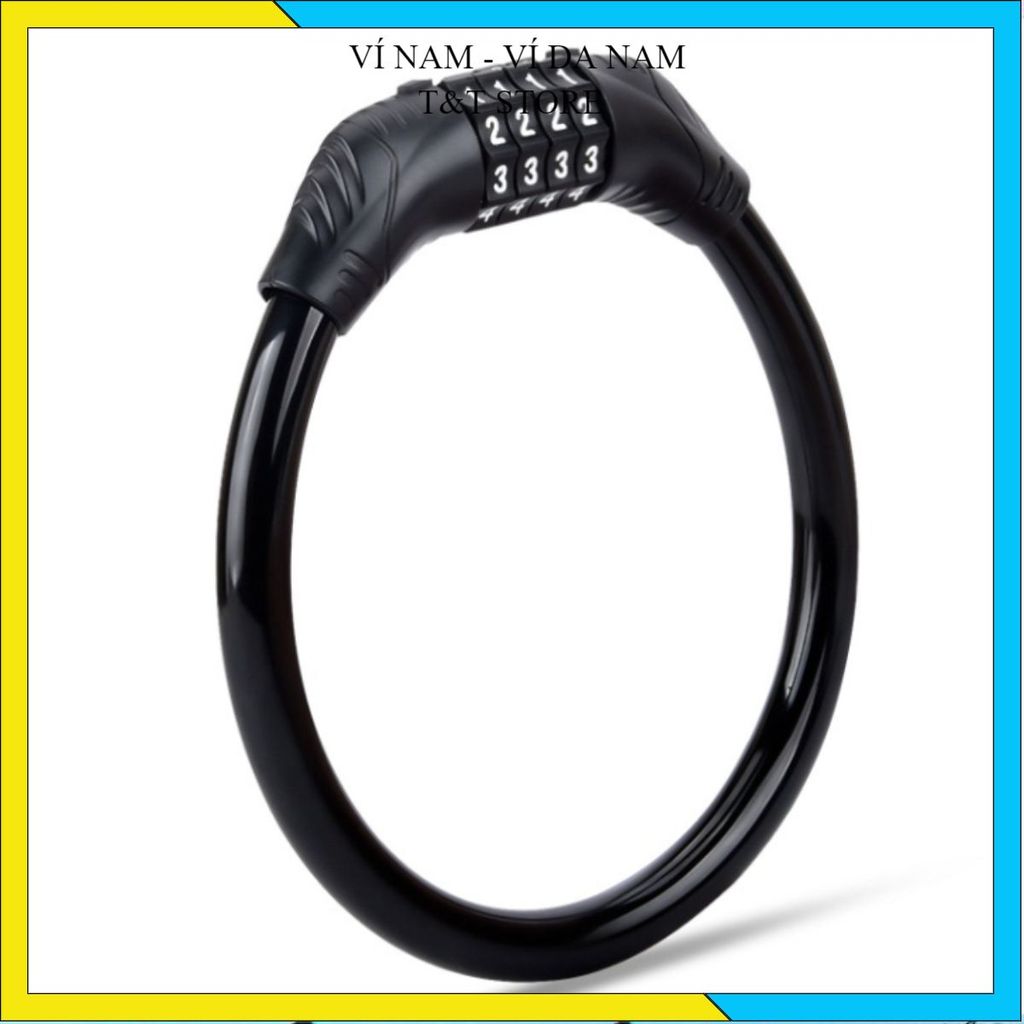 KHÓA XE ĐẠP MẬT KHẨU 4 SỐ CAO CẤP - Dây Khóa Lõi Thép Chống Cắt, Bảo Mật Cao