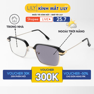 Kính mắt đổi màu ghi chống ánh sáng xanh LILYEYEWEAR chất liệu cao cấp chắc chắn chống UV400 kiểu dáng hiện đại 6030G