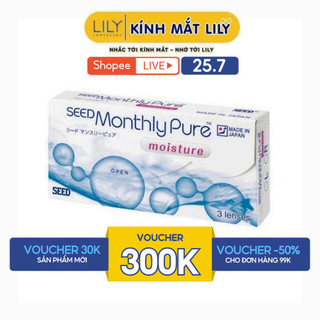 Lens 1 tháng LILYEYEWEAR kính áp tròng cận không màu SEED MonthlyPure moisture số 1 Nhật Bản độ tới 8.0