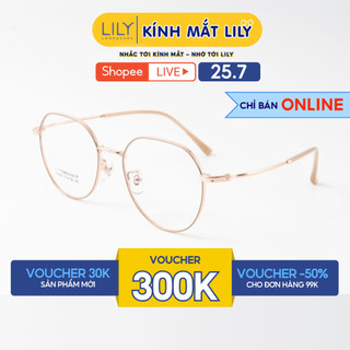 Gọng kính đa giác nam nữ LILYEYEWEAR chất liệu  kim loại cao cấp chắc chắn màu sắc và kiểu dáng thời thượng 55060KOR