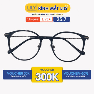Gọng kính mắt tròn nam nữ LILYEYEWEAR chất liệu nhựa cao cấp chắc chắn, kiểu dáng hiện đại màu sắc thời trang 2061KOR
