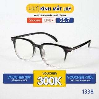 Gọng kính mắt vuông nam nữ LILYEYEWEAR chất liệu nhựa cứng cao cấp chắc chắn, hiện đại kiểu dáng thời trang 1338