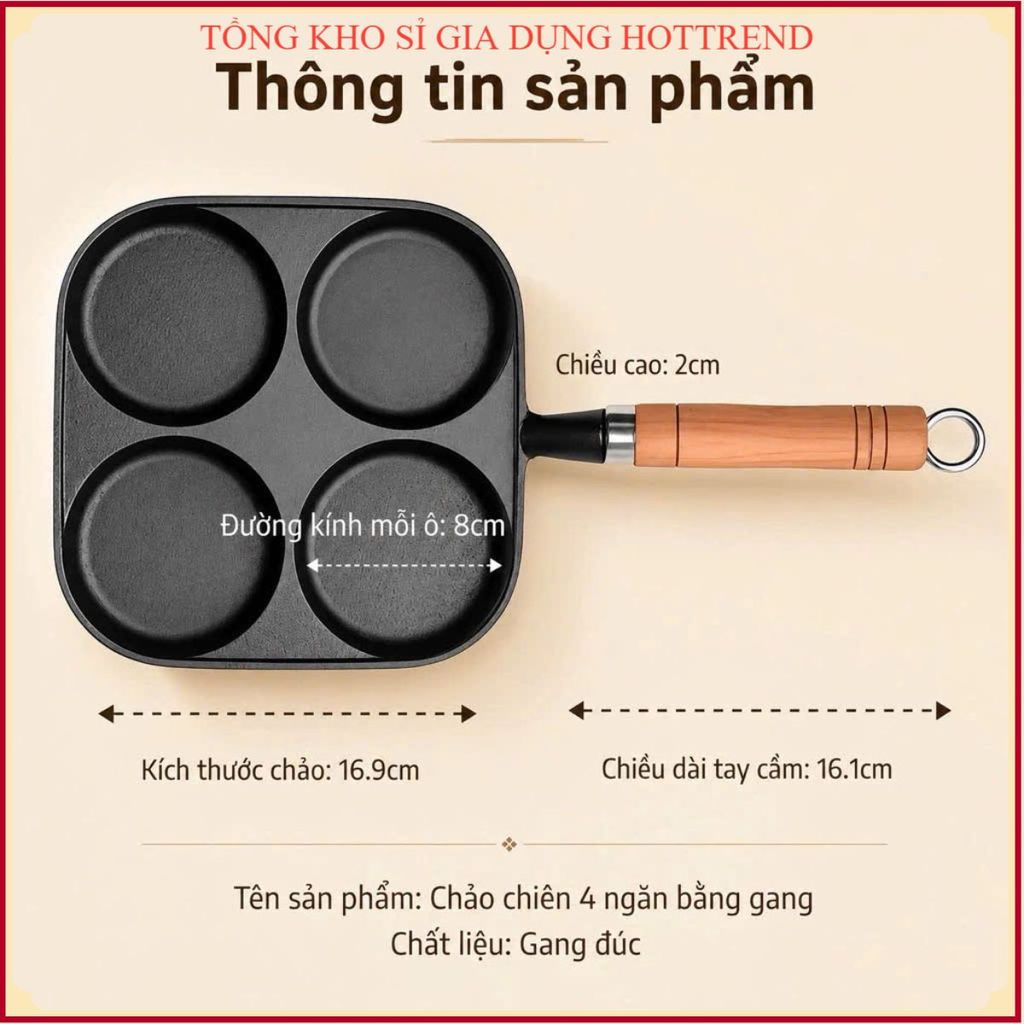 (BẾP TỪ) Chảo Chiên, Rán, Ốp Trứng Làm Bánh 4 Ngăn (4 Lỗ), CHẢO RÁN 4 NGĂN CHỐNG DÍNH,CHẢO CHIÊN TRỨNG ỐP LA TIỆN DỤNG