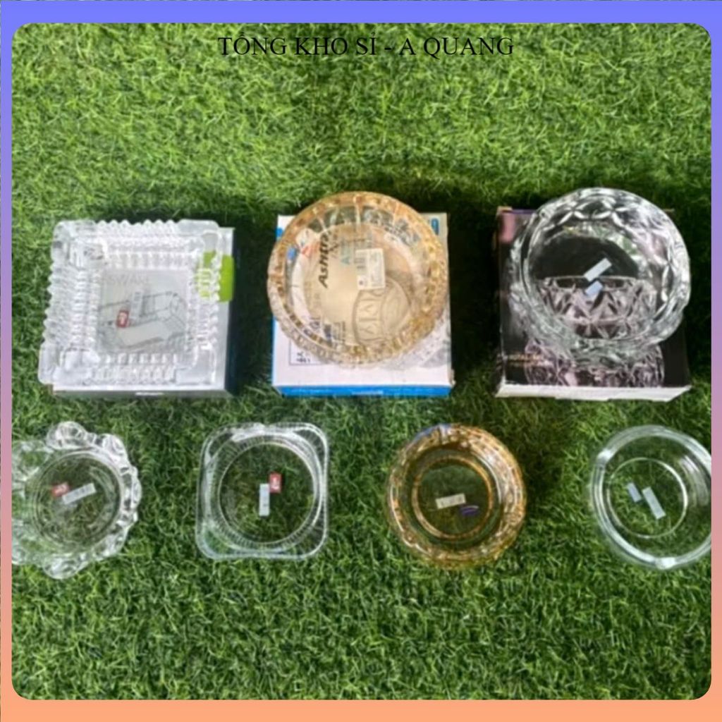 GẠT TÀN THUỐC LÁ THỦY TINH, GẠT TÀN TRÒN CAO CẤP, Chất Liệu Dày Dặn, Bền Đẹp Tiện Lợi