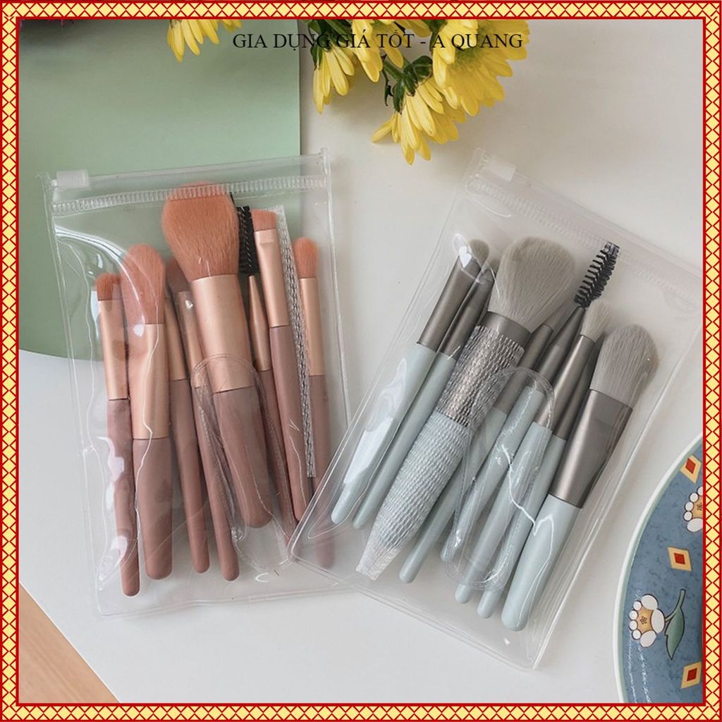 (COMBO 2) CỌ TRANG ĐIỂM 8 CÂY CAO CẤP, BỘ CỌ MAKEUP VINTAGE, Lông Cọ Mềm Mịn, Tạo Lớp Nền Tự Nhiên