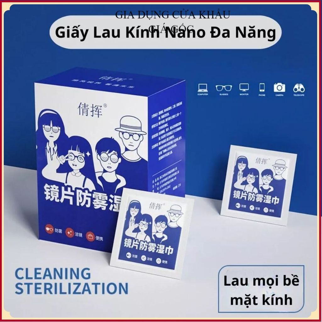 (COMBO 3) HỘP KHĂN GIẤY LAU KÍNH NANO HỘP 100 MIẾNG CAO CẤP - Chống Mờ Sương, Chống Vân Tay, Chống Bụi Bám