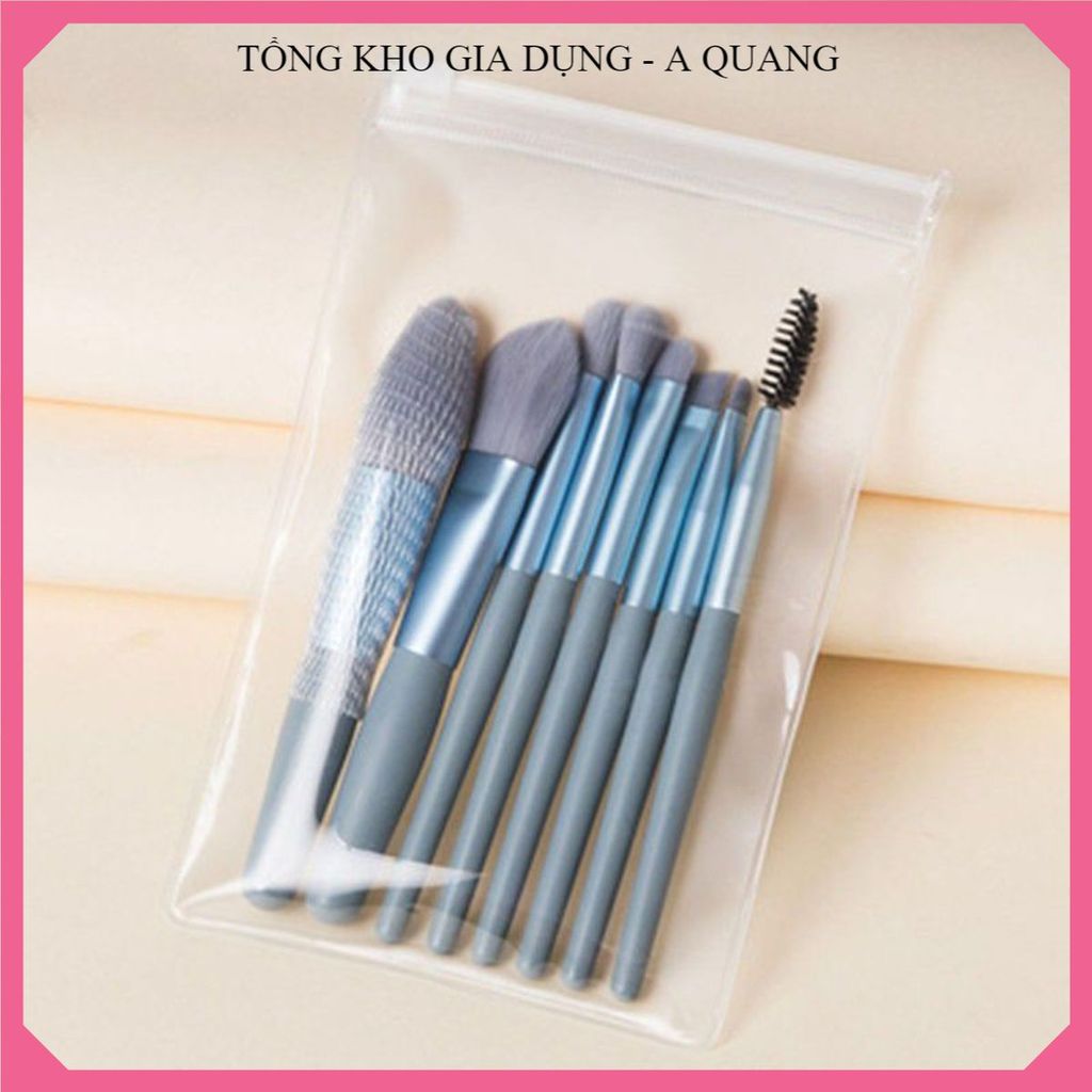 (COMBO 2) CỌ TRANG ĐIỂM 8 CÂY CAO CẤP, BỘ CỌ VINTAGE KÈM TÚI ZIP, Lông Cọ Mềm Mịn, Tiện Lợi Mang Theo