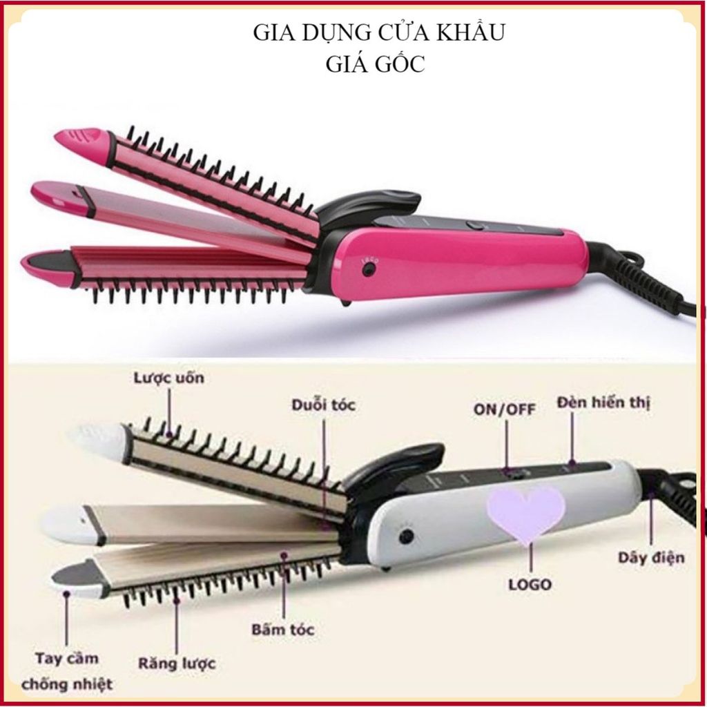 MÁY UỐN TÓC 3 IN 1 CAO CẤP - Ép Duỗi, Dập Xù, Lược Điện Tiện Lợi
