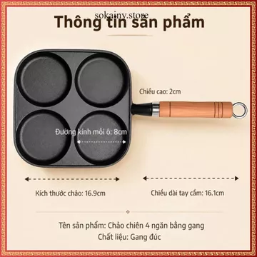 CHẢO CHIÊN TRỨNG, LÀM BÁNH XÈO - Chảo Ngăn Chống Dính 4 Ô Tiện Lợi,Chảo Chống Dính - Chảo Chiên Trứng 4 Ngăn Chống Dính
