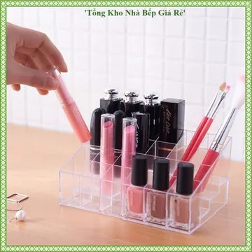 KHAY ĐỰNG MỸ PHẨM 24 Ô MIKA, Hộp Đựng Son Môi, Kệ Son Để Bàn, Đựng Son Thỏi, Cọ Trang Điểm, Tiết Kiệm Không Gian