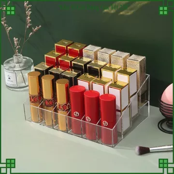 KHAY ĐỰNG MỸ PHẨM 24 Ô MIKA, Hộp Đựng Son Môi, Kệ Son Để Bàn, Đựng Son Thỏi, Cọ Trang Điểm, Tiết Kiệm Không Gian