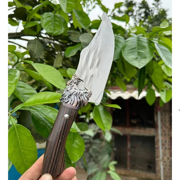 [Kèm Bao Da] Dao Đầu Rồng,Dụng Cụ Nhà Bếp LỌC THỊT, Long Dao Cán Gỗ Lưỡi Dập Vân Mài Sắc Bén, Dao Nhà Bếp Mini Tiện Lợ