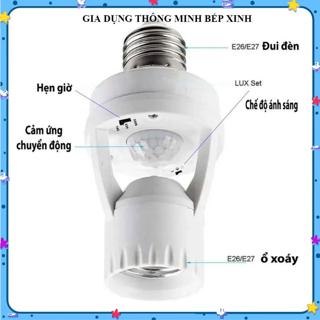 ĐUI ĐÈN CẢM BIẾN RADAR TỰ ĐỘNG, ĐUI ĐÈN LED THÔNG MINH BẬT TẮT KHI CÓ NGƯỜI, Giúp Tiết Kiệm Điện
