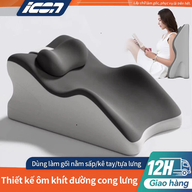 Gối Memory Foam đa năng ICON - Giảm đau vai gáy, ngủ ngon & đọc sách, thiết kế công thái học (sẵn hàng )