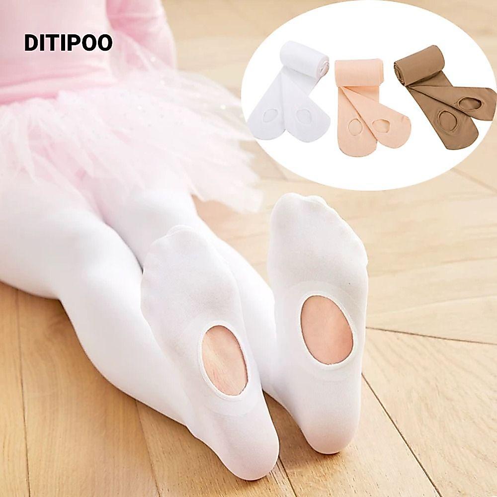 Quần ba lê DITIPOO, Quần legging ba lê có lỗ có thể chuyển đổi màu trắng, Quần liền mạch màu trắng 60D cho bé gái