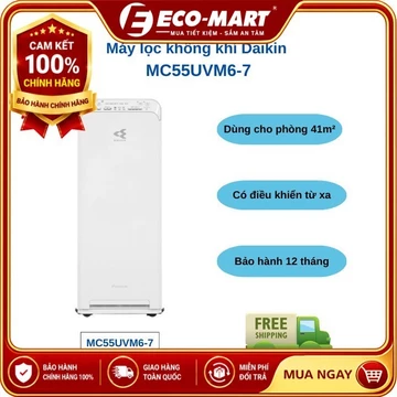 Máy lọc không khí Daikin MC55UVM6-7-Dùng cho 41m2, có điều khiển từ xa -Bảo hành tại nhà 12 tháng- Tặng 1 áo mưa Daikin