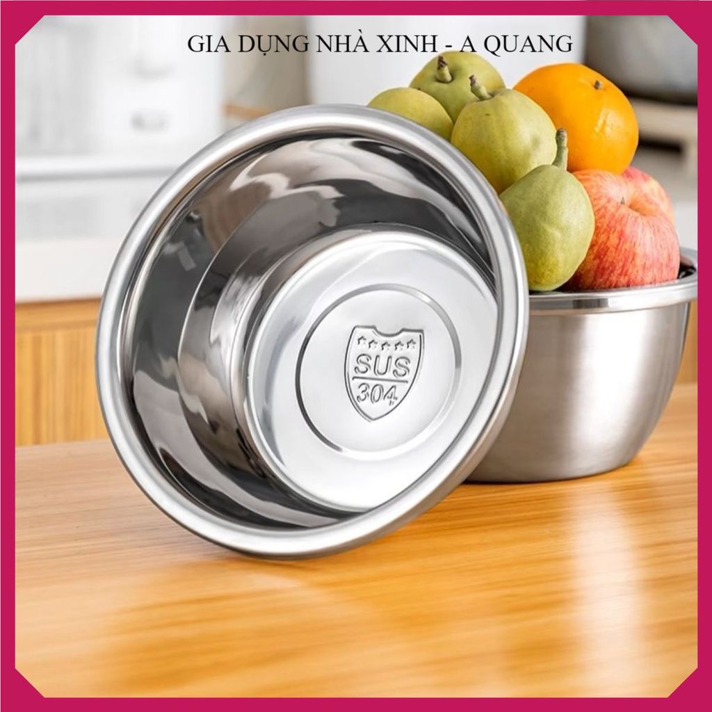 THAU INOX NHÀ BẾP 304, BỘ THAU INOX ĐA NĂNG, RỬA RAU TRỘN THỰC PHẨM, Chất Liệu Bền Đẹp Dễ Vệ Sinh