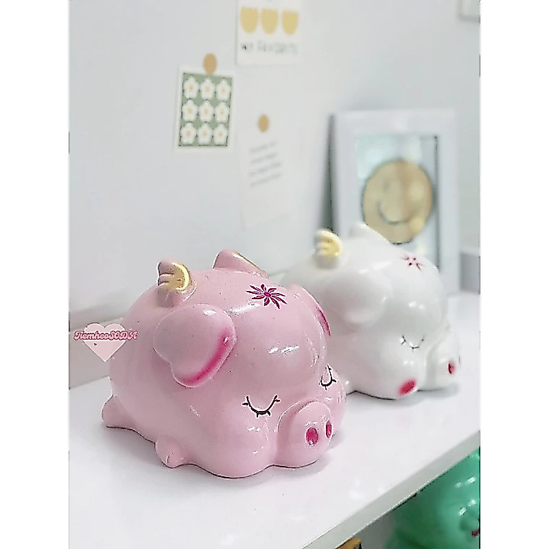 Heo đất/Lợn đất Heo Cánh tiên thiên thần ngủ (C14xD19xR17) | quà tặng, trang trí, heo đất tiết kiệm TIỆM HEO SODA