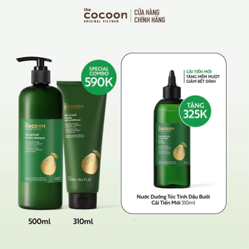 SPECIAL COMBO gội bưởi 310ml + xả bưởi 310ml Cocoon tặng 1 nước dưỡng tóc tinh dầu bưởi 310ml
