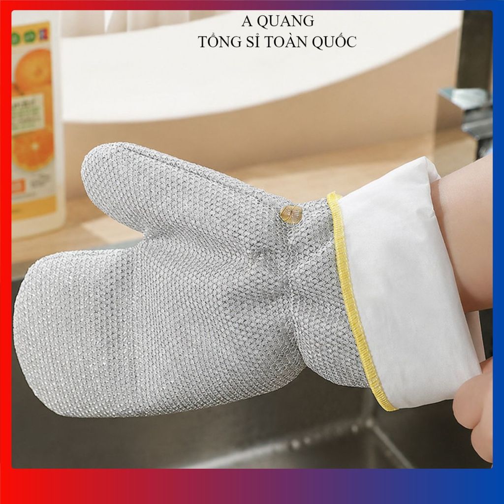 (COMBO 2) GĂNG TAY VỆ SINH THÉP ĐA NĂNG - Găng Tay Rửa Chén Chống Thấm Nước, Loại Bỏ Dầu Mỡ Dễ Dàng