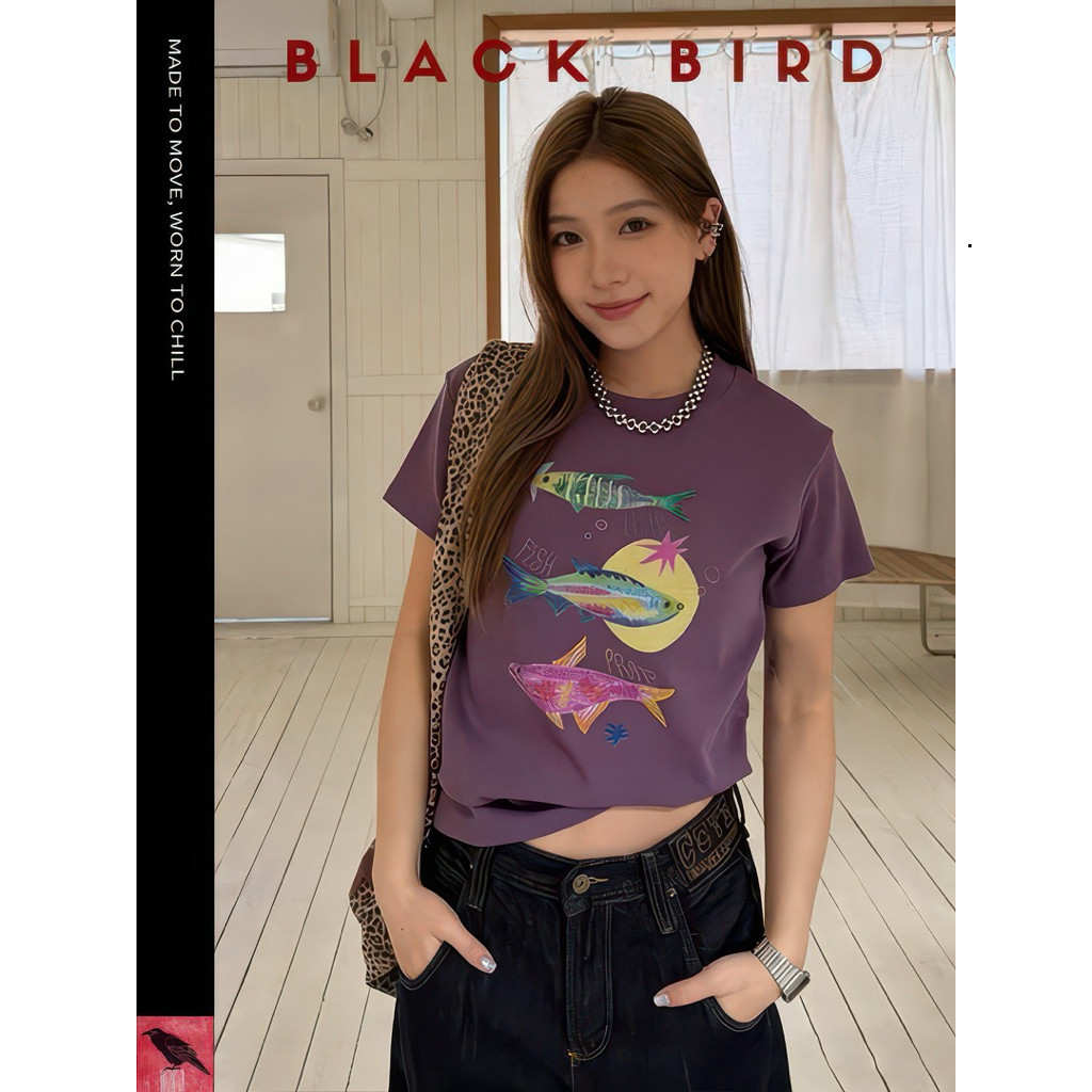 Áo Thun Cá Tím - chất liệu cotton mềm mịn - colorful fishes | BigBuy360 - bigbuy360.vn