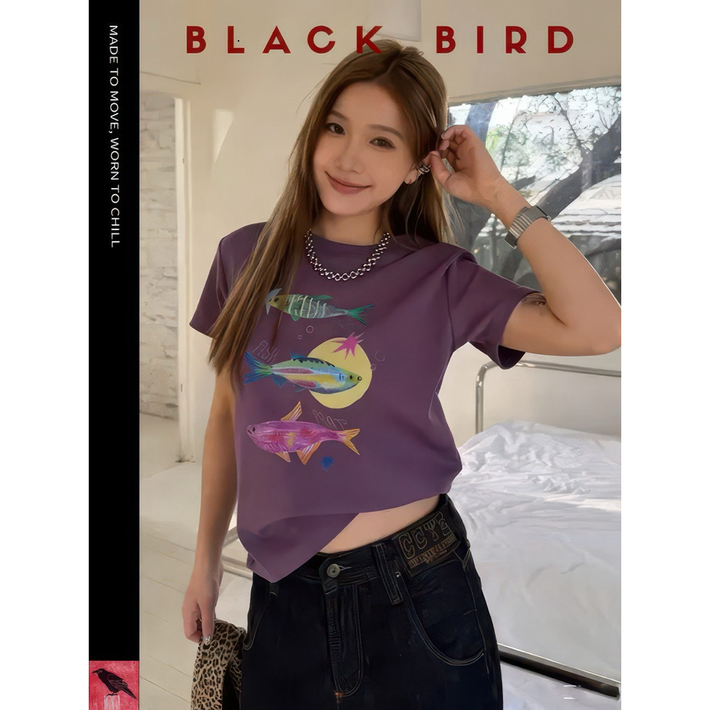 Áo Thun Cá Tím - chất liệu cotton mềm mịn - colorful fishes | BigBuy360 - bigbuy360.vn