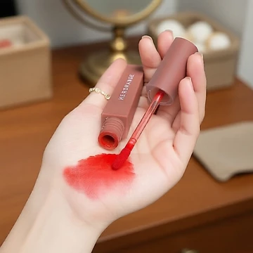 HERORANGE Son bùn lì, mịn nhung, màu gạch cam, lâu trôi & chống lem