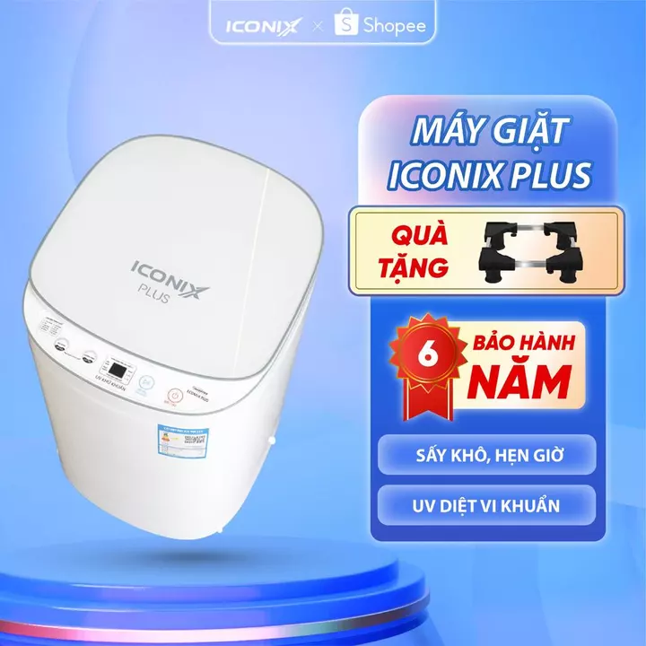 ( BẢN MỚI ) Máy giặt mini ICONIX PLUS 4.5- 5.5kg - hẹn giờ, giặt, vắt, sấy, diệt khuẩn inverter - Bảo Hành 6 Năm
