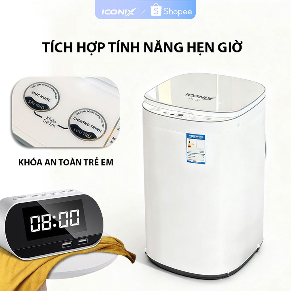 ( BẢN MỚI ) Máy giặt mini ICONIX PLUS 4.5- 5.5kg - hẹn giờ, giặt, vắt, sấy, diệt khuẩn inverter - Bảo Hành 6 Năm | BigBuy360 - bigbuy360.vn