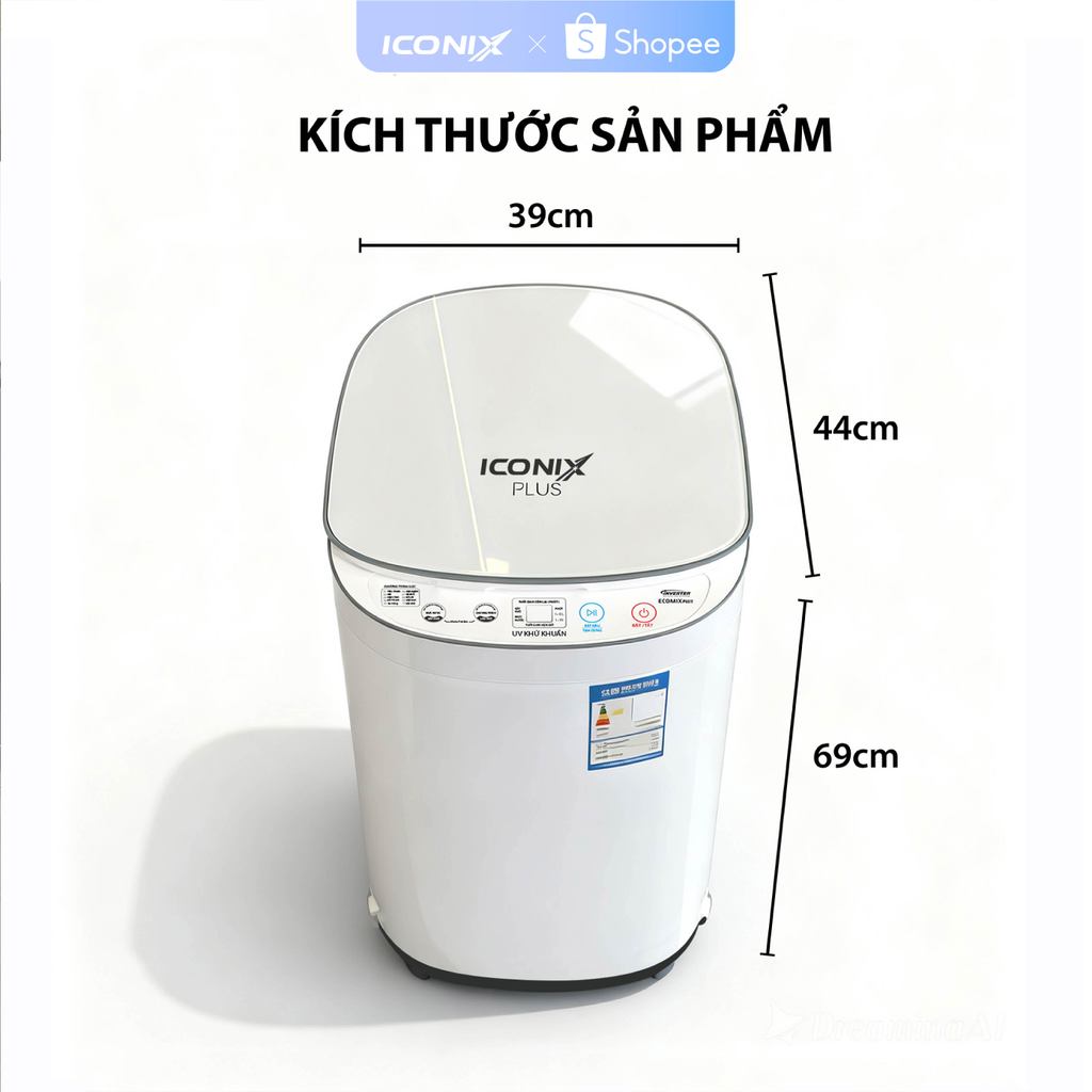 ( BẢN MỚI ) Máy giặt mini ICONIX PLUS 4.5- 5.5kg - hẹn giờ, giặt, vắt, sấy, diệt khuẩn inverter - Bảo Hành 6 Năm | BigBuy360 - bigbuy360.vn