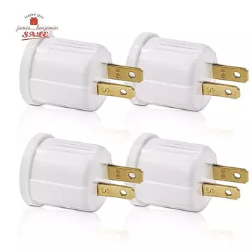 Bộ chuyển đổi ổ cắm sang ổ cắm, chuyển đổi ổ cắm sang ổ cắm bóng đèn, ổ cắm 2 cánh phân cực sang đế vít E26 4 gói US CẮM