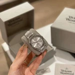 Nữ Hoàng Tây Vian Sao Thổ Trắng Ánh Trăng Đồng Hồ Gãy Đá Xanh Vàng Hồng Đỏ Cặp Đôi Retro Thép Không Gỉ Đồng Hồ Đeo Tay Nữ — ảnh 2