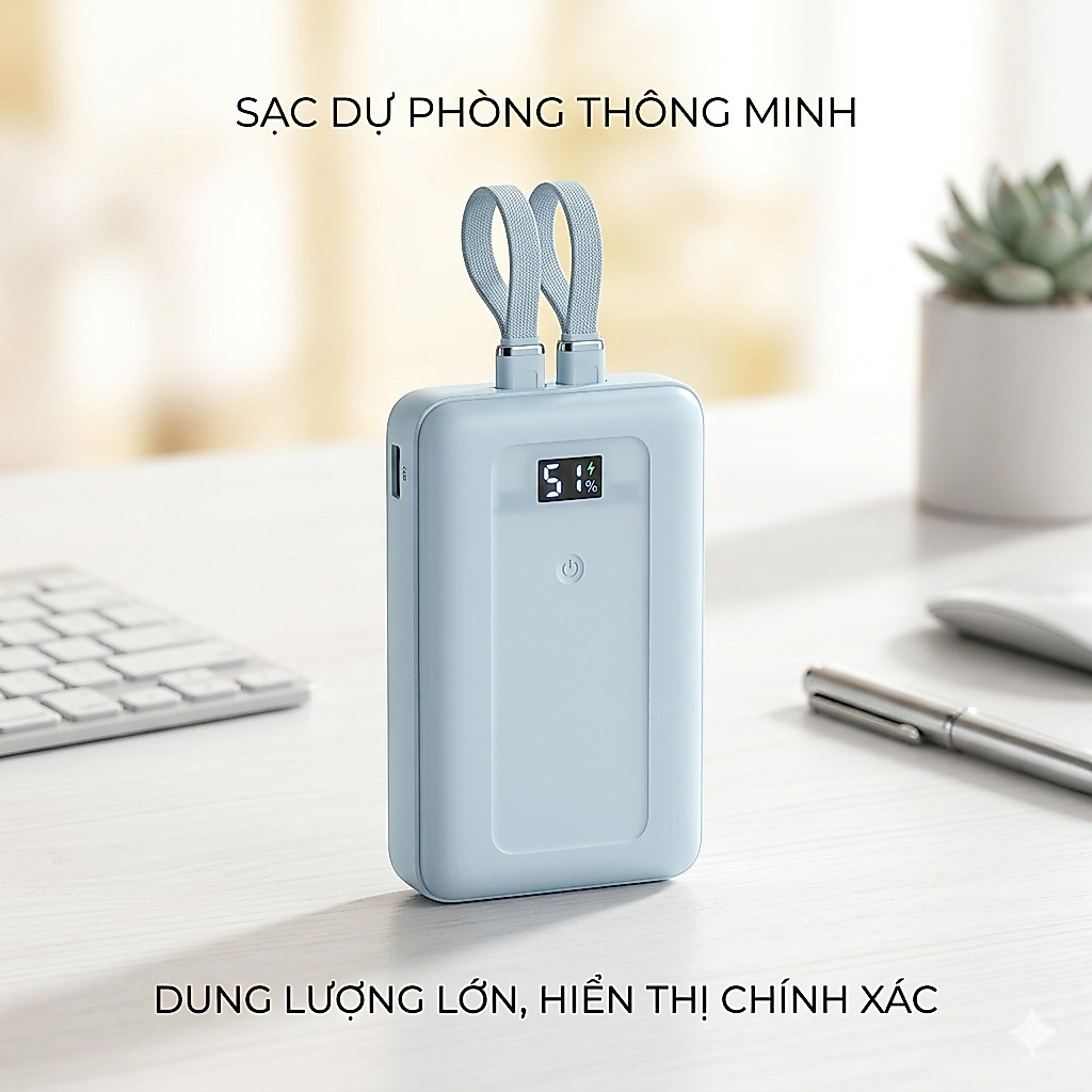 Pin dự phòng Anker zolo A1681 20.000mAh sạc nhanh 45w kèm 2 cáp Type-C chưa in logo, ko hộp
