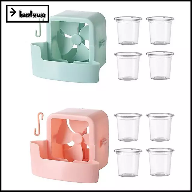 LUOLVUO 1 Bộ Dụng Cụ Làm Mát Quạt, Treo Với 4 Phụ Kiện Làm Mát Quạt Đá, Di Động Thêm Khối Đá Có Thể Tái Sử Dụng Quạt Bộ Dụng Cụ Quạt Sàn