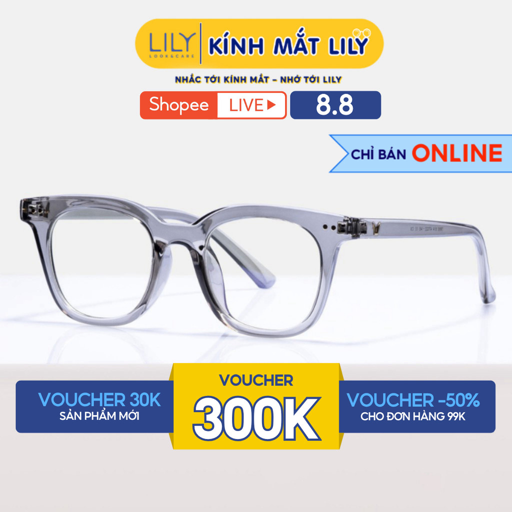 Gọng kính thời trang nam nữ LILYEYEWEAR mắt vuông dễ đeo phù hợp với nhiều khuôn mặt 614