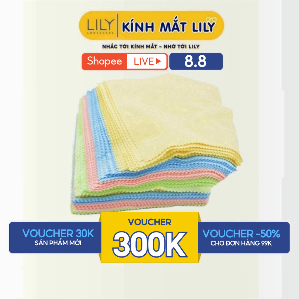 COMBO 10 – Khăn Lau Kính Đa Năng Chuyên Dụng – Lau Mắt Kính Cận Mặt Kính Điện Thoại Lilyeyewear- màu ngẫu nhiên