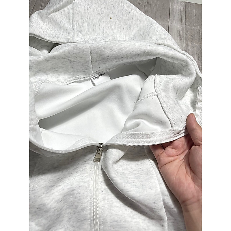 Áo mùa đông nữ QC, áo nỉ khoác ngoài nữ có mũ tay #2888 dài hàng Qc chất liệu đẹp | BigBuy360 - bigbuy360.vn
